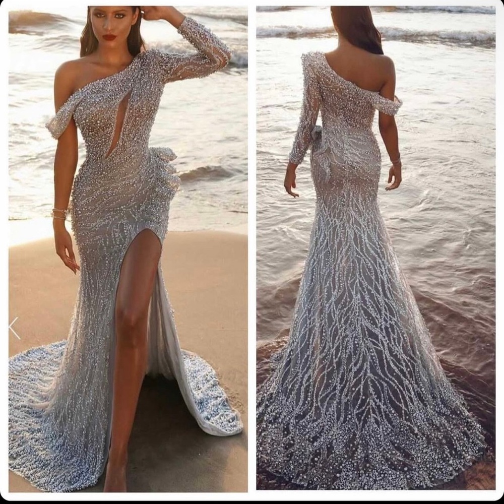 Silver custom couture Gown